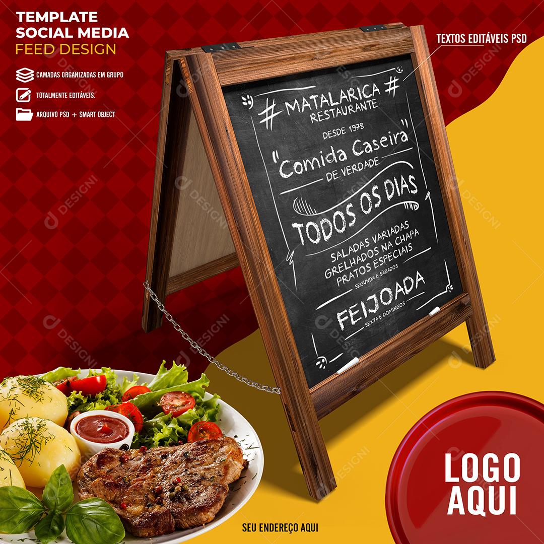 Post Feed Restaurante Matalarica Comida Caseira Social Media PSD Editável