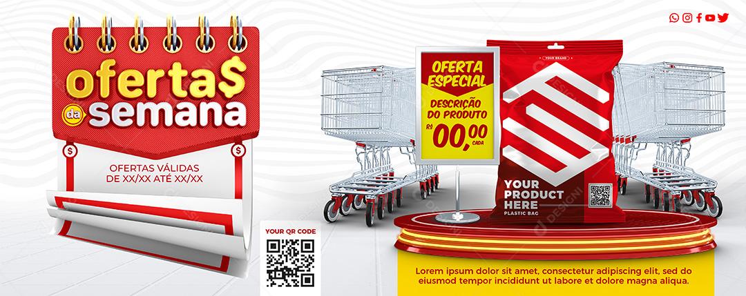 Banner Supermercados Oferta da Semana Social Media PSD Editável