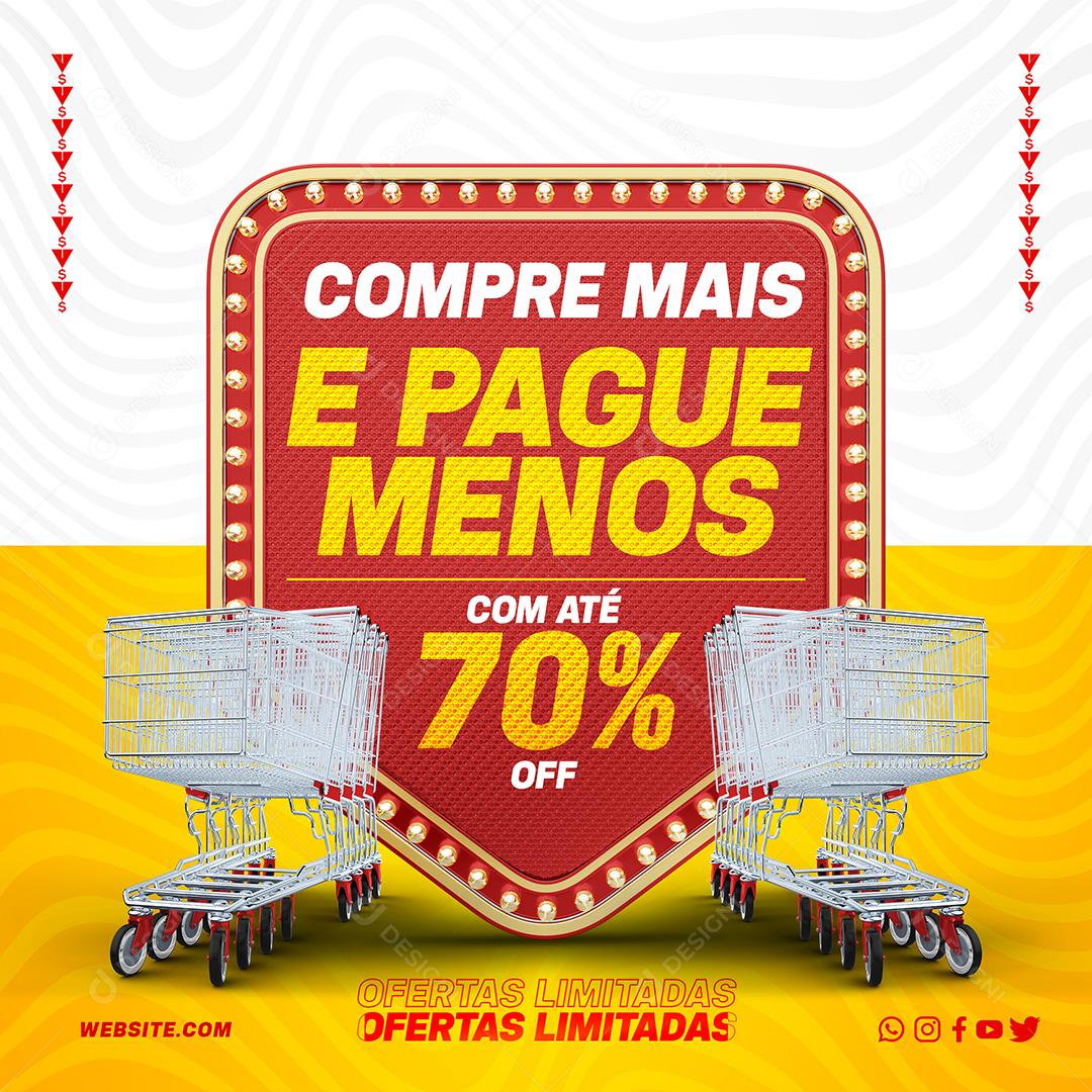 Post para Supermercados Compre Mais e Pague Menos Social Media PSD Editável