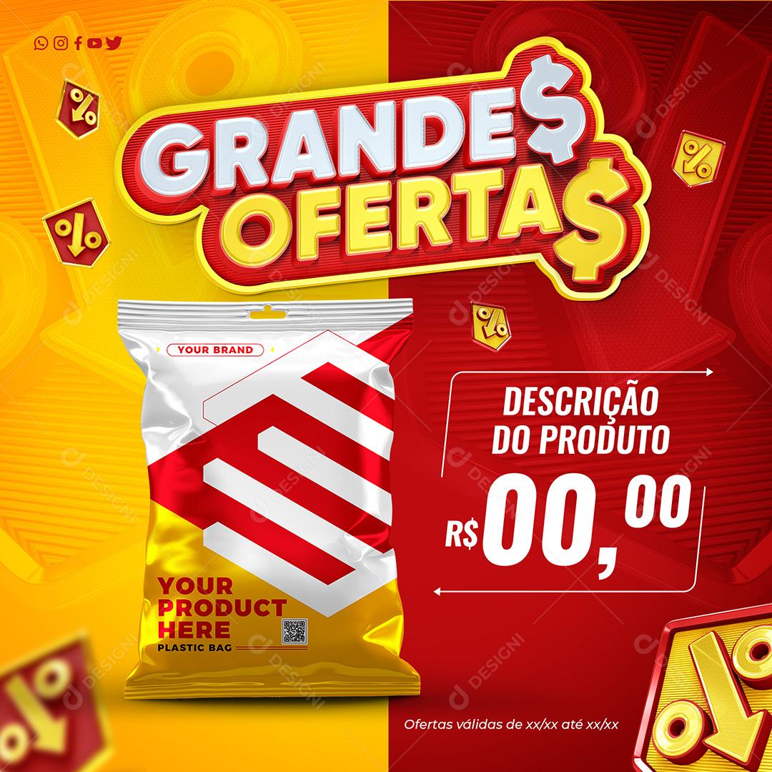 Post para Supermercados Grandes Ofertas Social Media PSD Editável