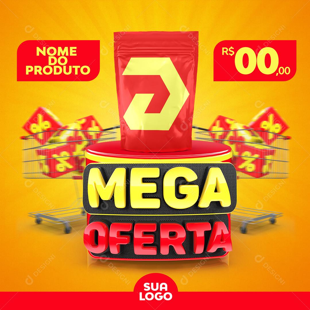 Post Feed Supermercado Mega Oferta Produto Social Media PSD Editável