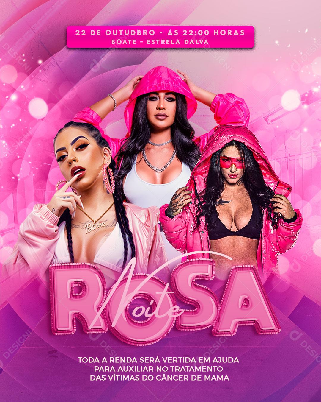 Flyer Show Evento Noite Rosa Artista Social Media PSD Editável