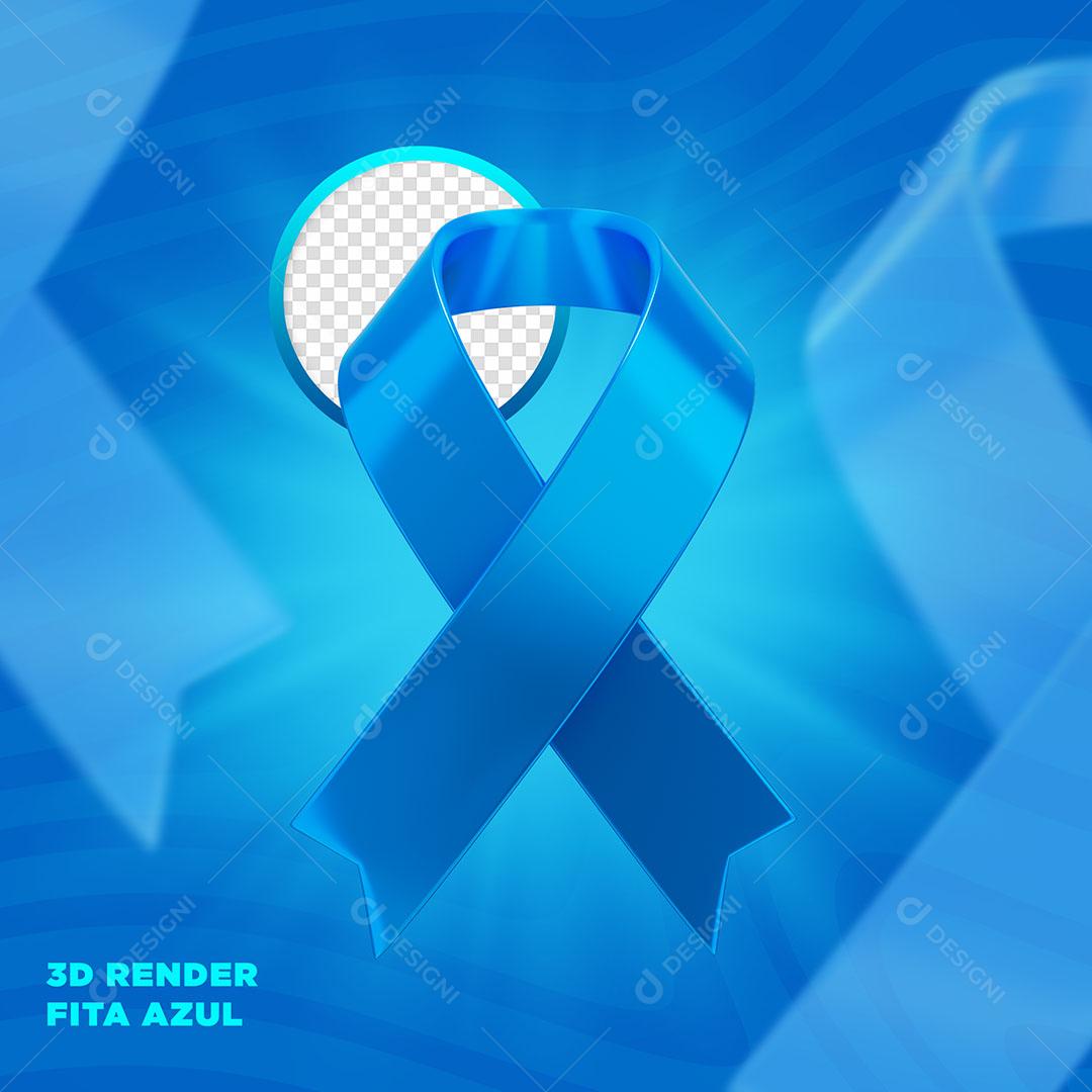 Laço Azul Elemento 3D Para Composição PNG Transparente