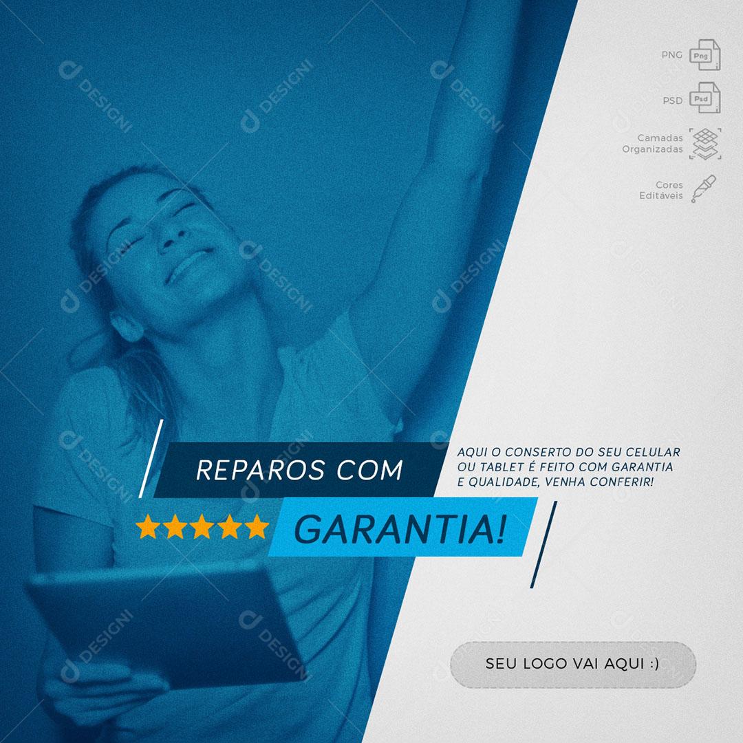 Post Feed Assistência Técnica Reparos Com Garantia Social Media PSD Editável