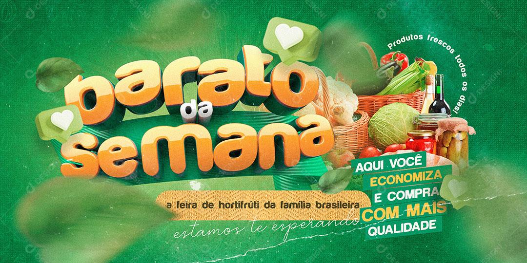Post Banner Hortifruti Barato da Semana Feira de Hortifruti Social Media PSD Editável