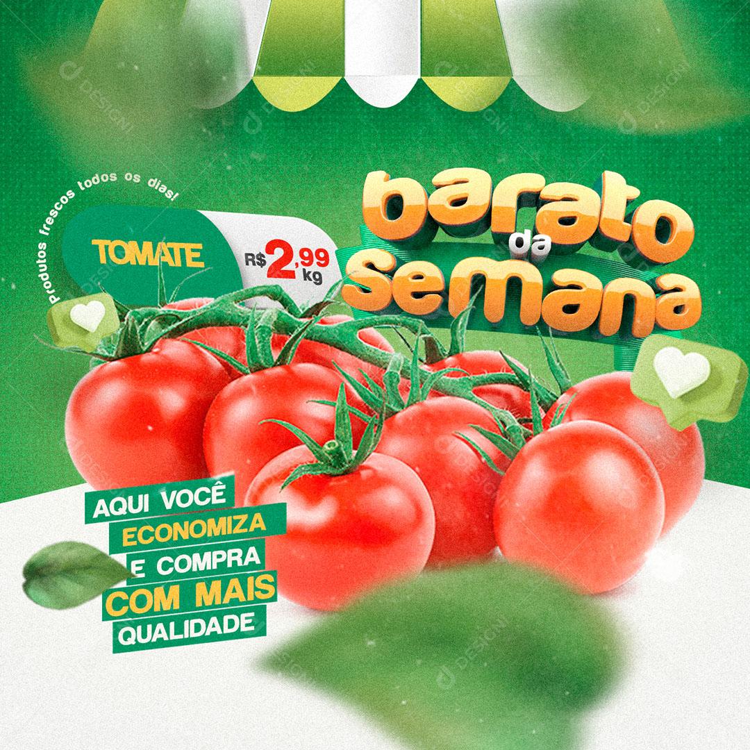 Post Feed Hortifruti Barato da Semana Produto Tomate Social Media PSD Editável