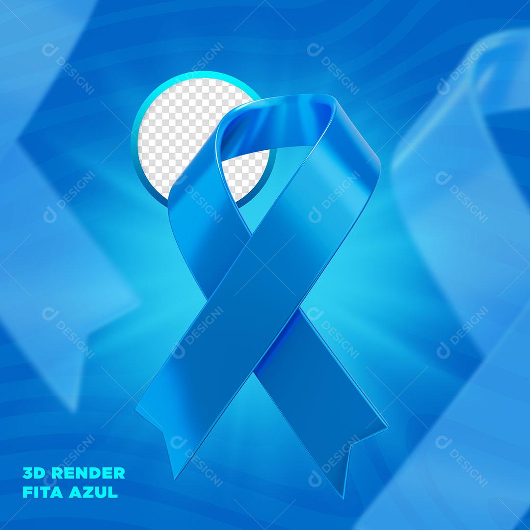 Laço Azul Elemento 3D Para Composição PNG Transparente