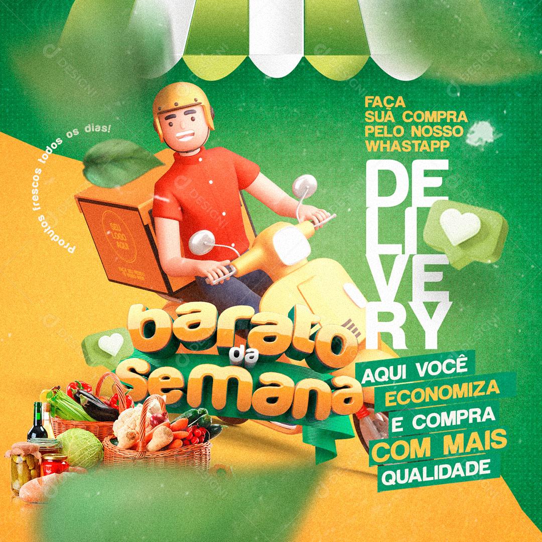 Post Feed Hortifruti Barato da Semana Delivery Social Media PSD Editável