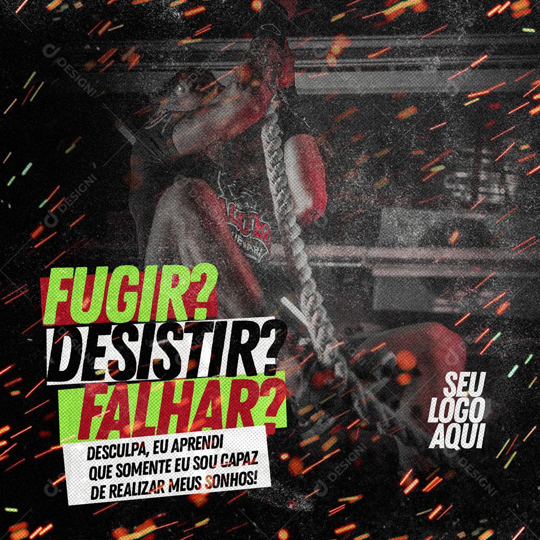 Post Feed Academia Fugir Desistir Falhar Social Media PSD Editável
