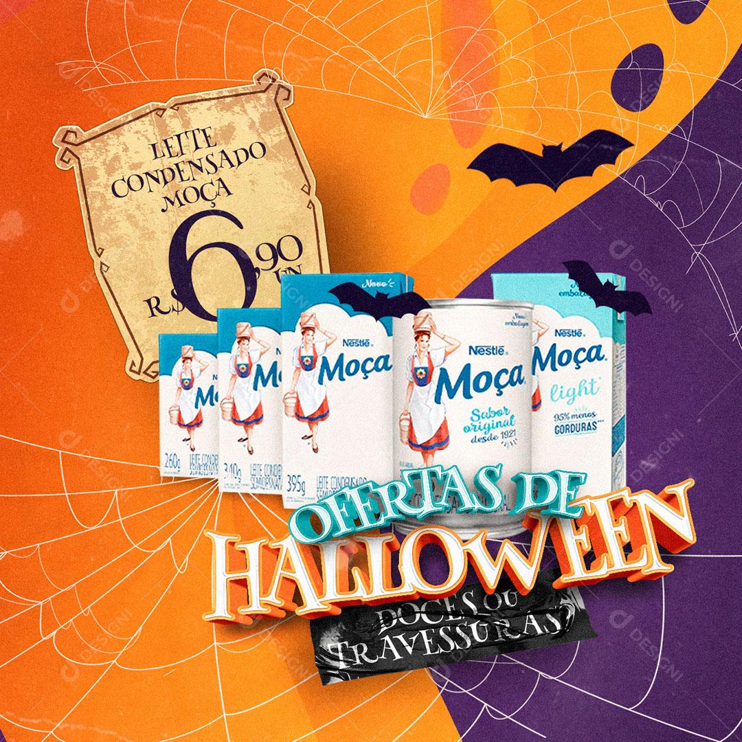 Post Feed Ofertas de Halloween Doces ou Travessuras Social Media PSD Editável