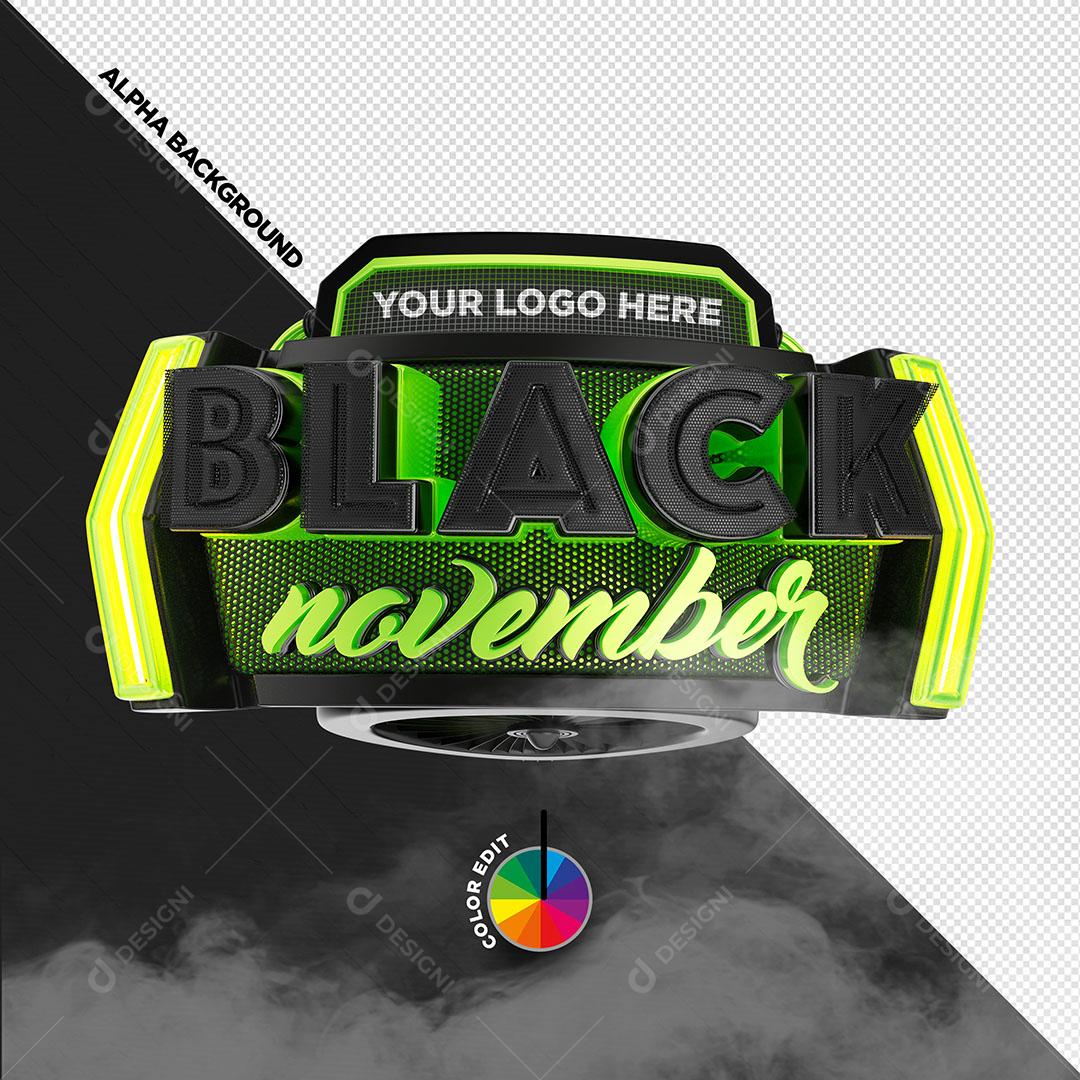 Black November Selo 3D Para Composição PSD