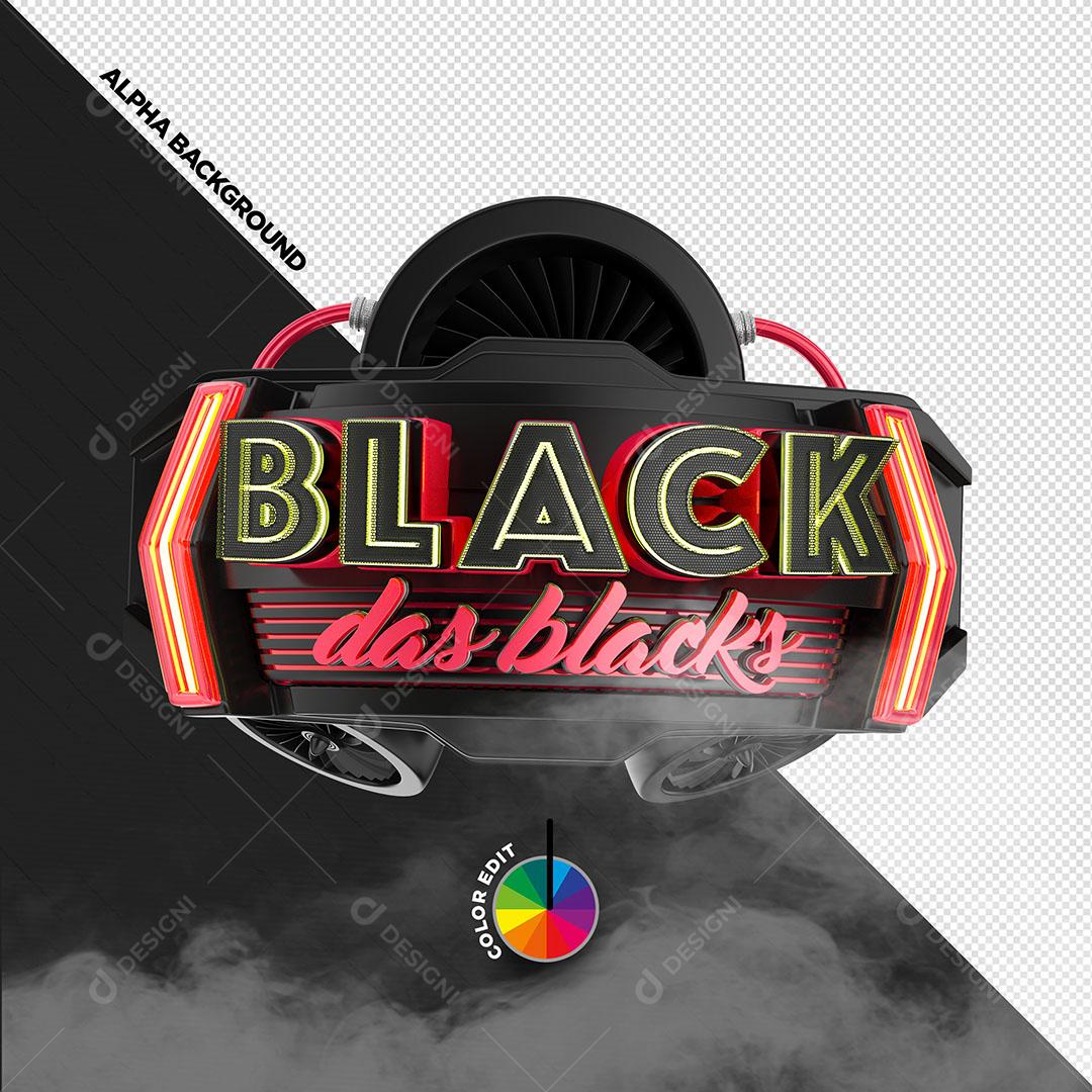 Black Das Blacks 3D Stamp For Composition Editable Colors PSD
