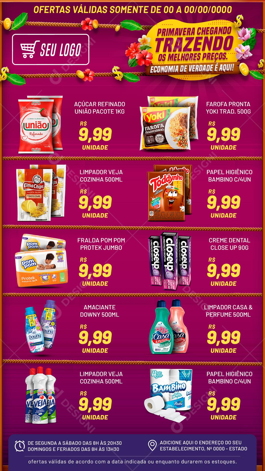 Spring Supermarket Insert Bringing The Best Prices Social Media Editable PSD