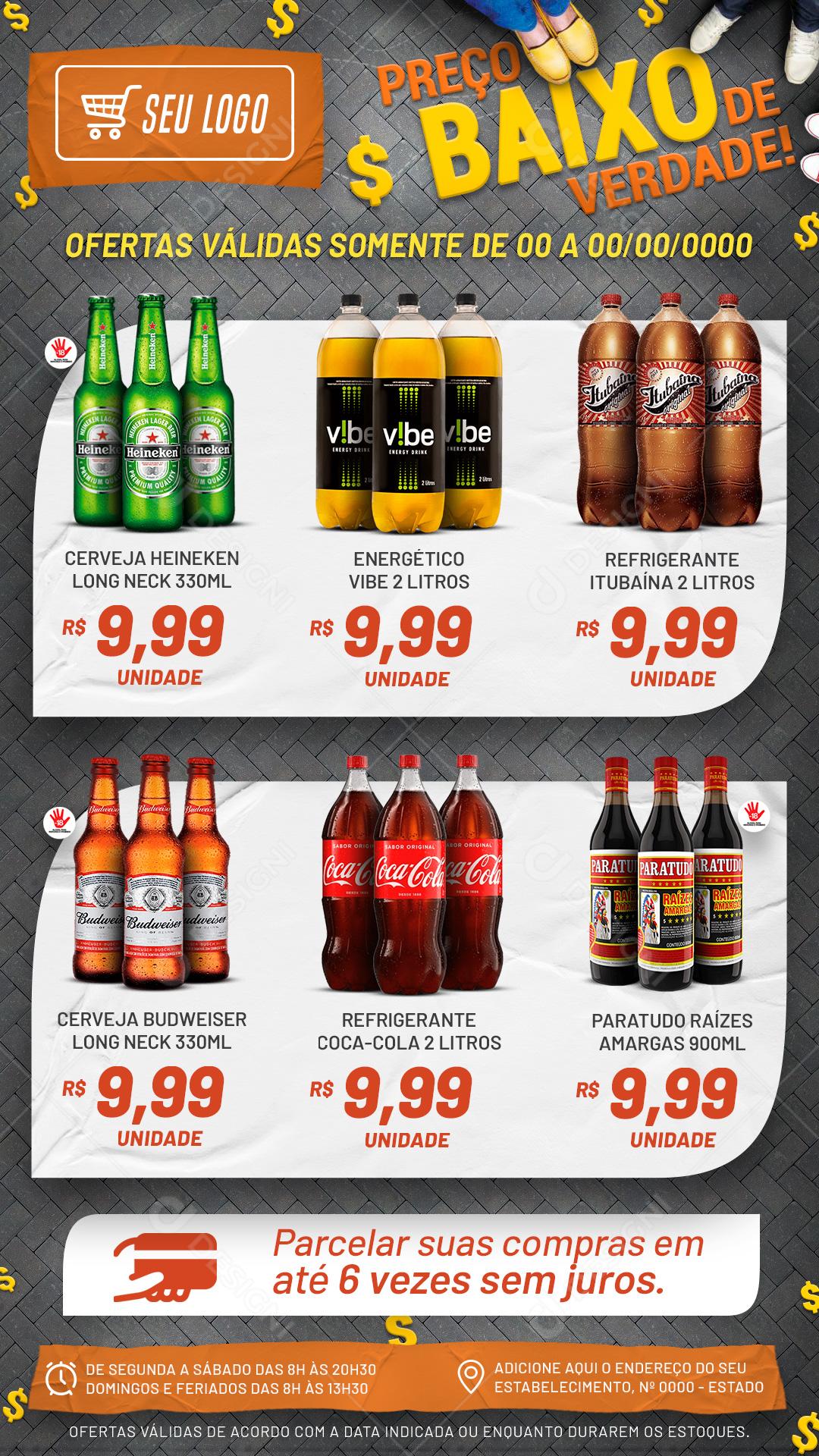 Encarte Supermercado Preço Baixo De Verdade Social Media PSD Editável