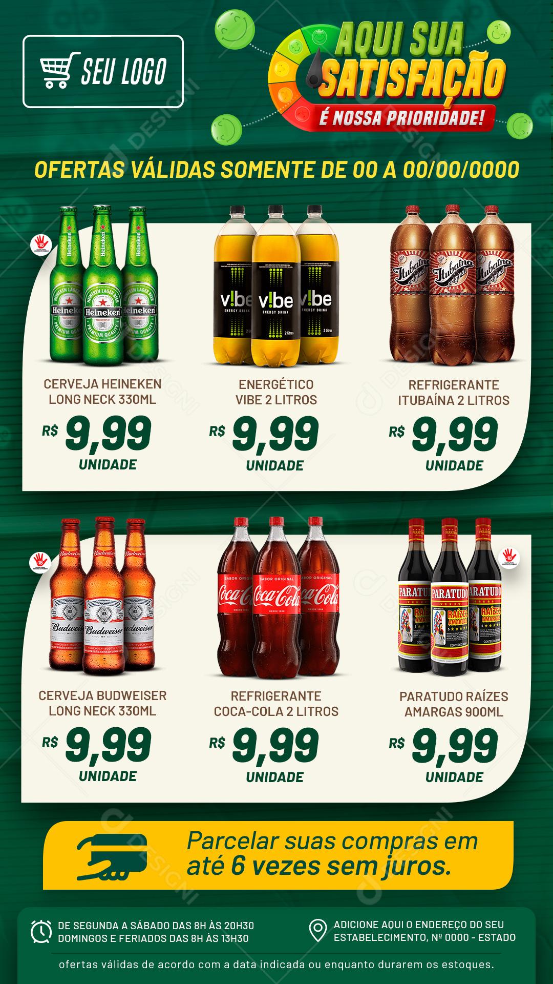 Encarte Supermercado Aqui Sua Satisfação É Nossa Prioridade Social Media PSD Editável