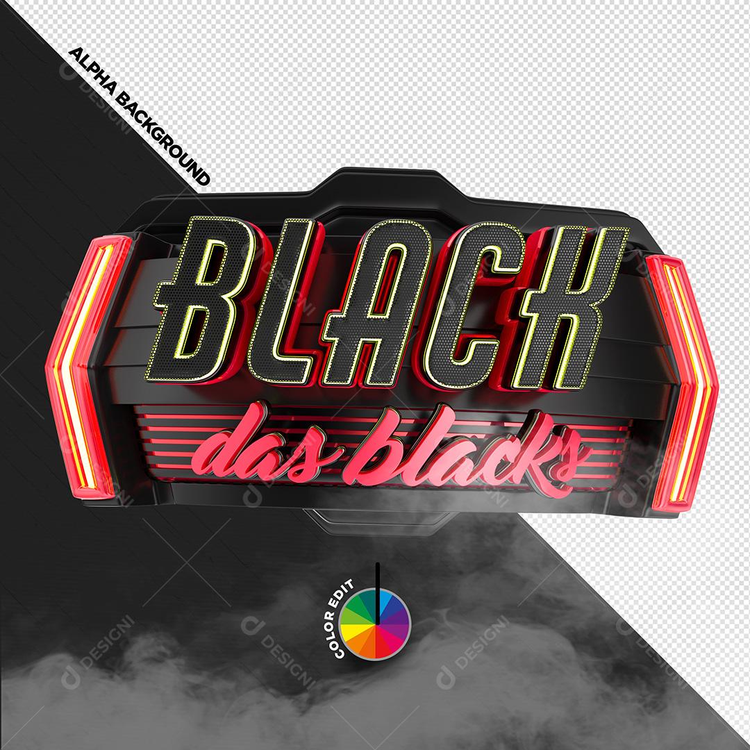 Selo 3D para Composição Black das Black PSD Cores Editáveis