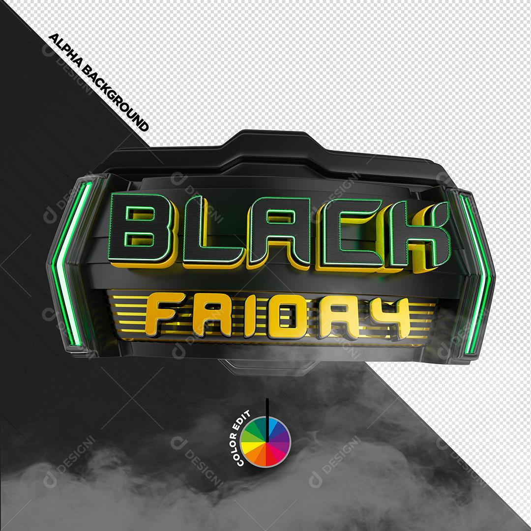 Selo 3D para Composição Black Friday PSD Cores Editáveis