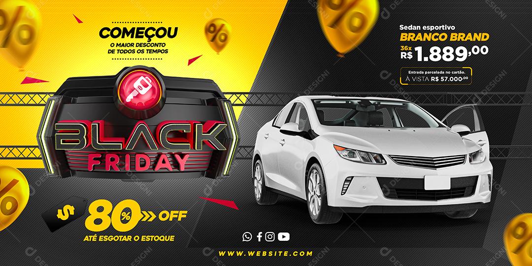 Banner Black Friday Carros Concessionárias Social Media PSD Editável