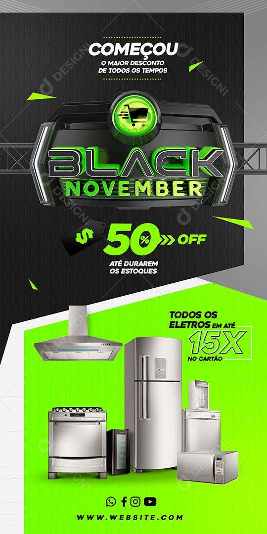Black November Descontos Imperdíveis Social Media PSD Editável
