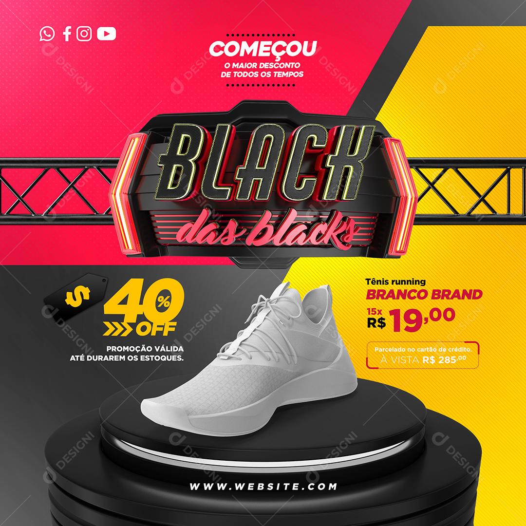 Black das Black Tênis Sapatos Social Media PSD Editável