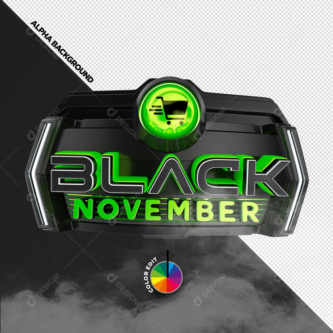Selo 3D para Composição Black November PSD Cores Editáveis