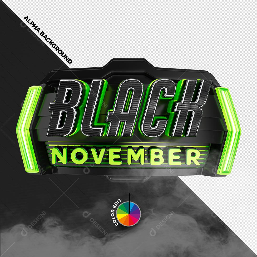 Selo 3D para Composição Black November PSD Cores Editáveis