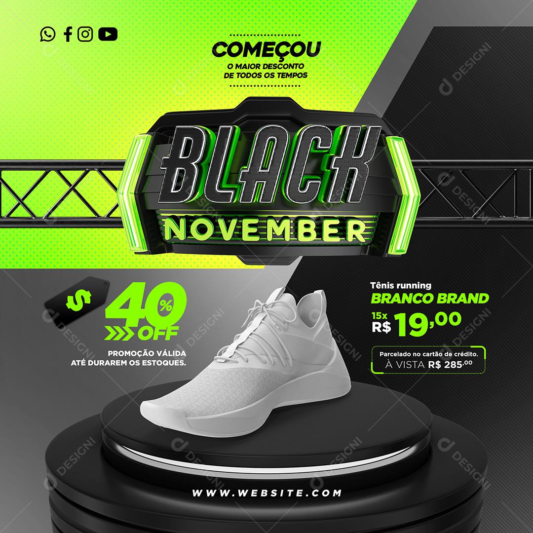 Black November Tênis Sapatos Social Media PSD Editável