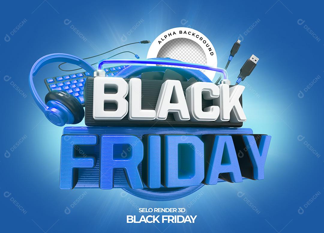 Selo 3D para Composição Black Friday PNG Transparente Sem Fundo
