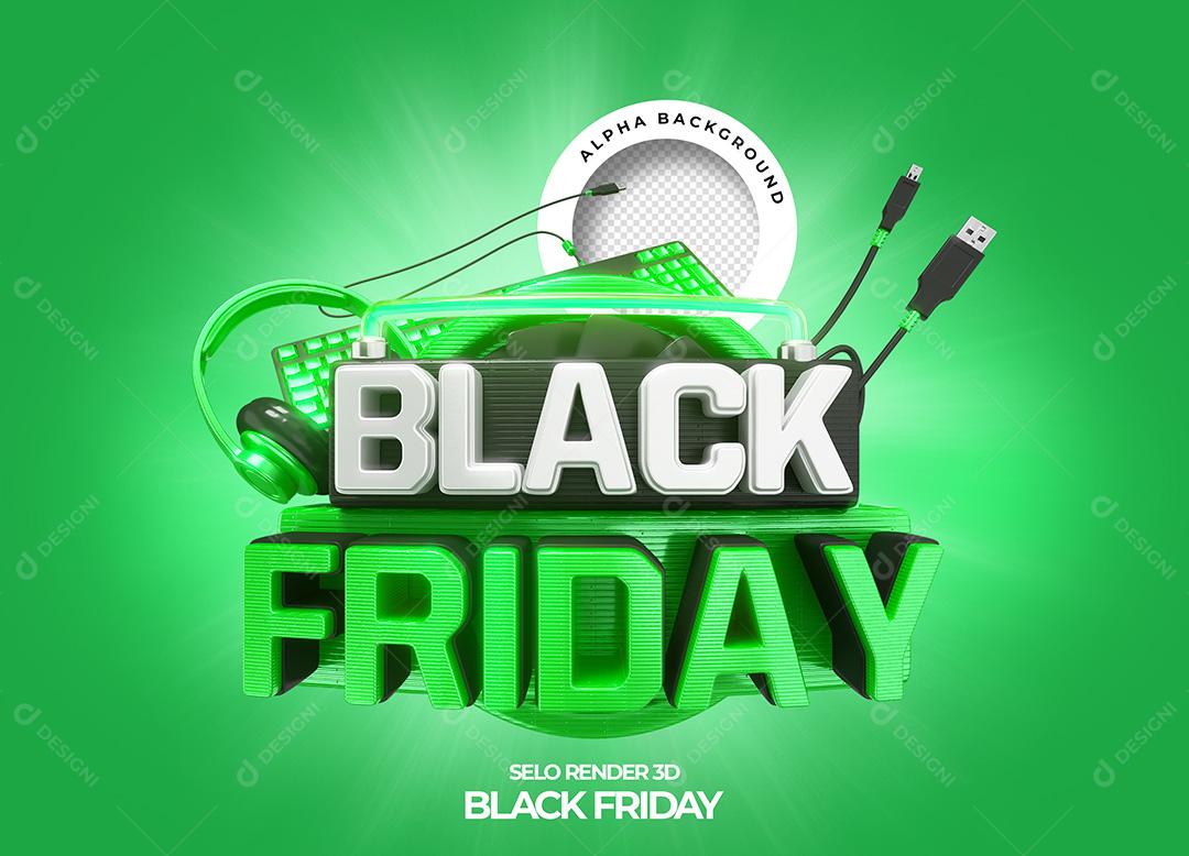 Selo 3D para Composição Black Friday PNG Transparente Sem Fundo