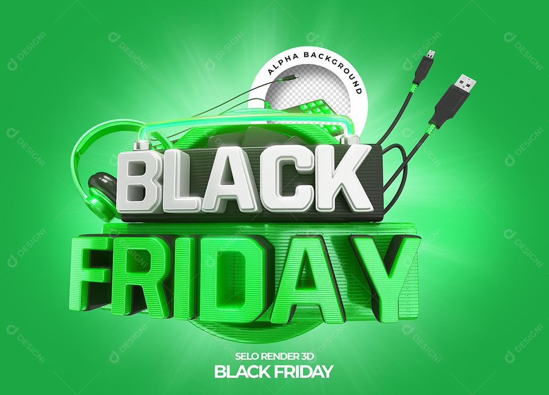 Selo 3D para Composição Black Friday PNG Transparente Sem Fundo