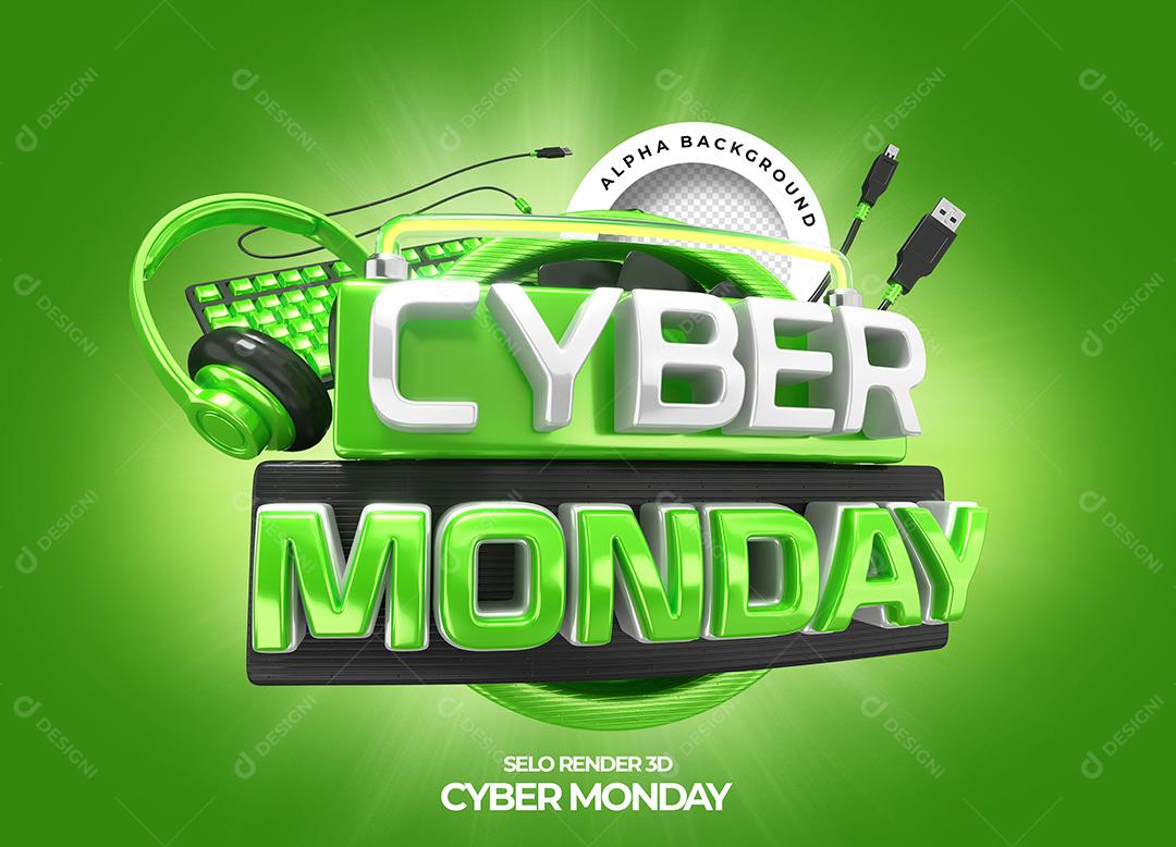 Selo 3D para Composição Cyber Monday PNG Transparente Sem Fundo