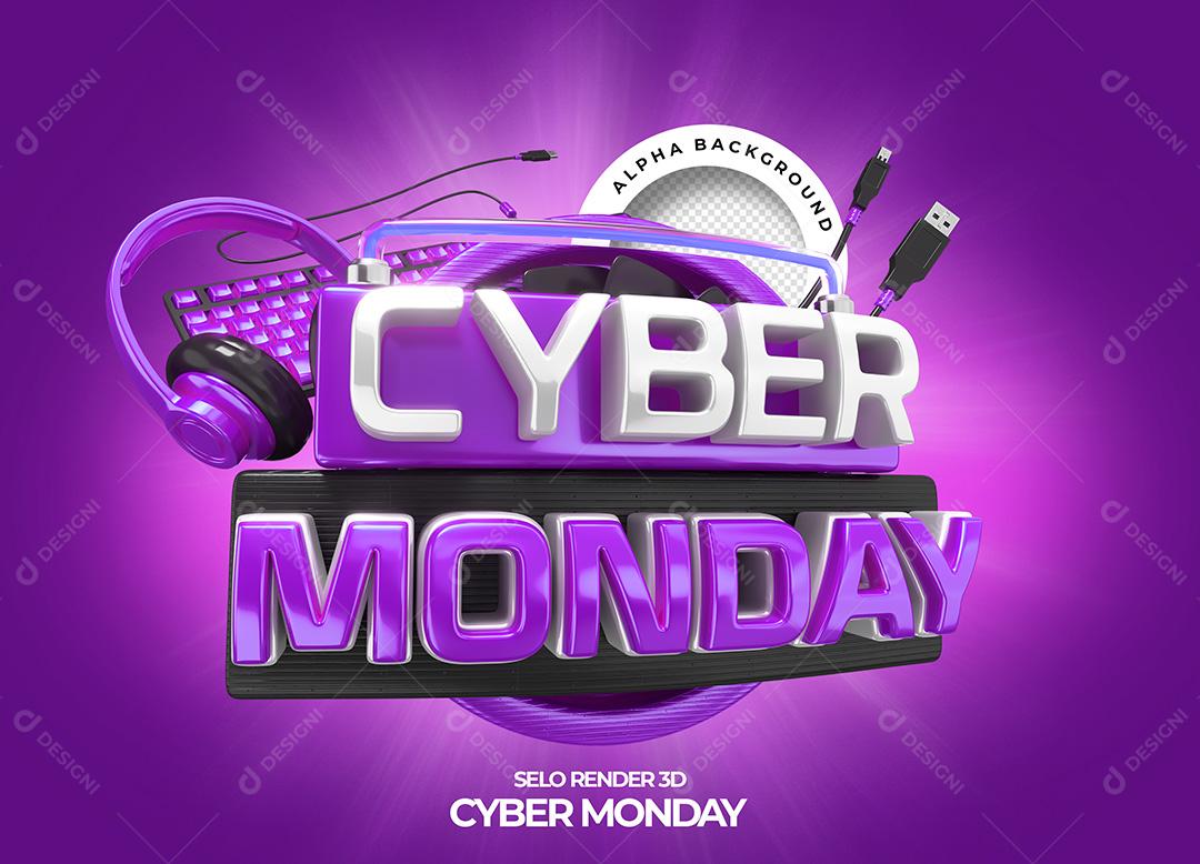 Selo 3D para Composição Cyber Monday PNG Transparente Sem Fundo