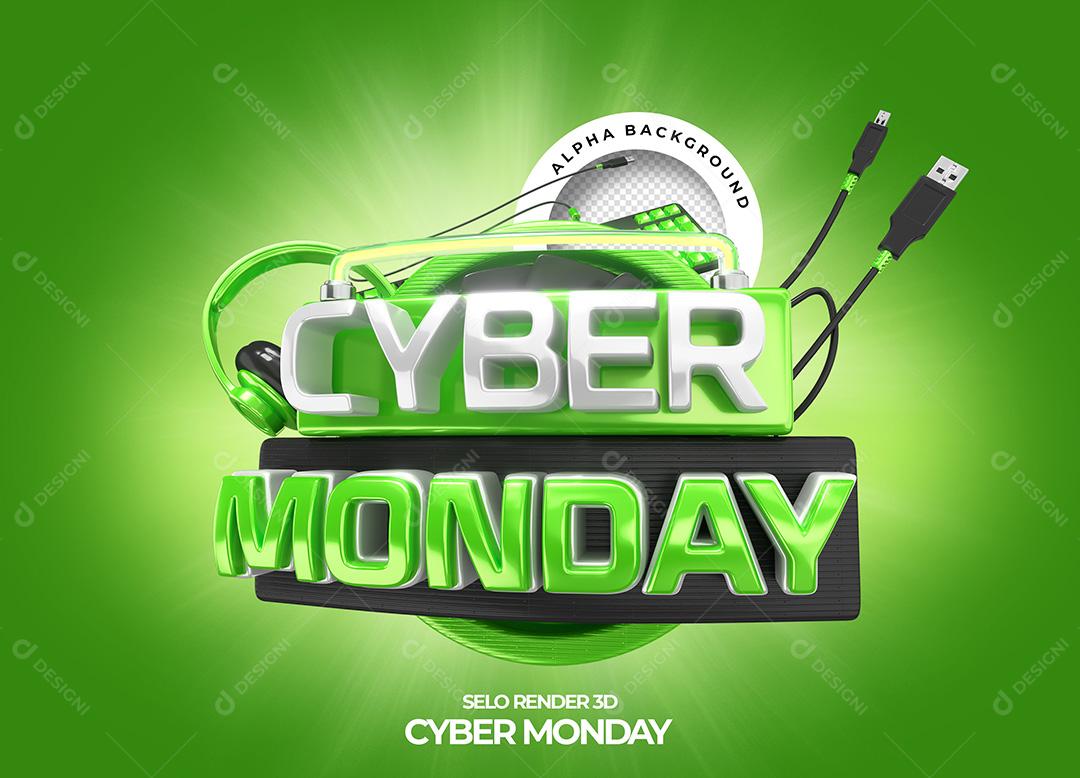 Selo 3D para Composição Cyber Monday PNG Transparente Sem Fundo