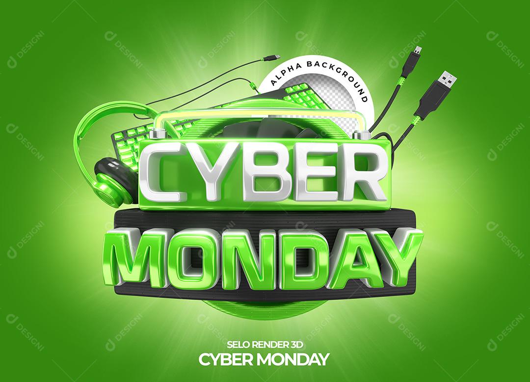 Selo 3D para Composição Cyber Monday PNG Transparente Sem Fundo