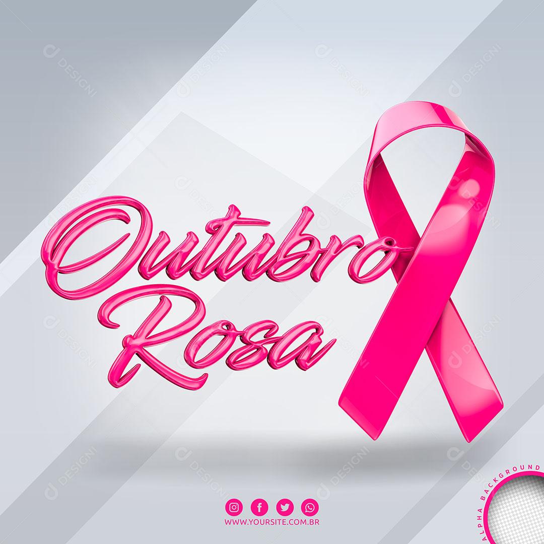 Outubro Rosa Selo 3D Para Composição PSD Editável