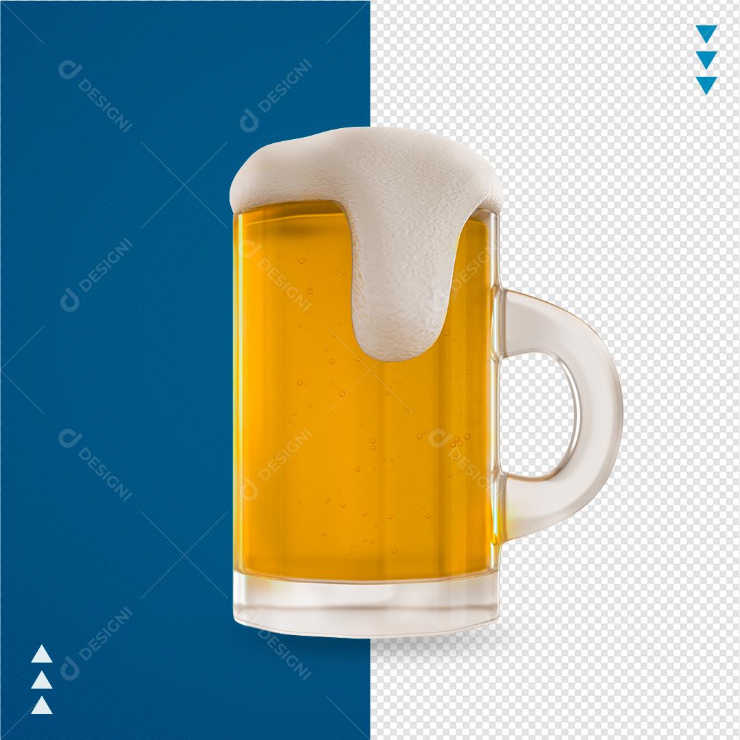 Copo Cerveja Elemento 3D Para Composição PNG Transparente