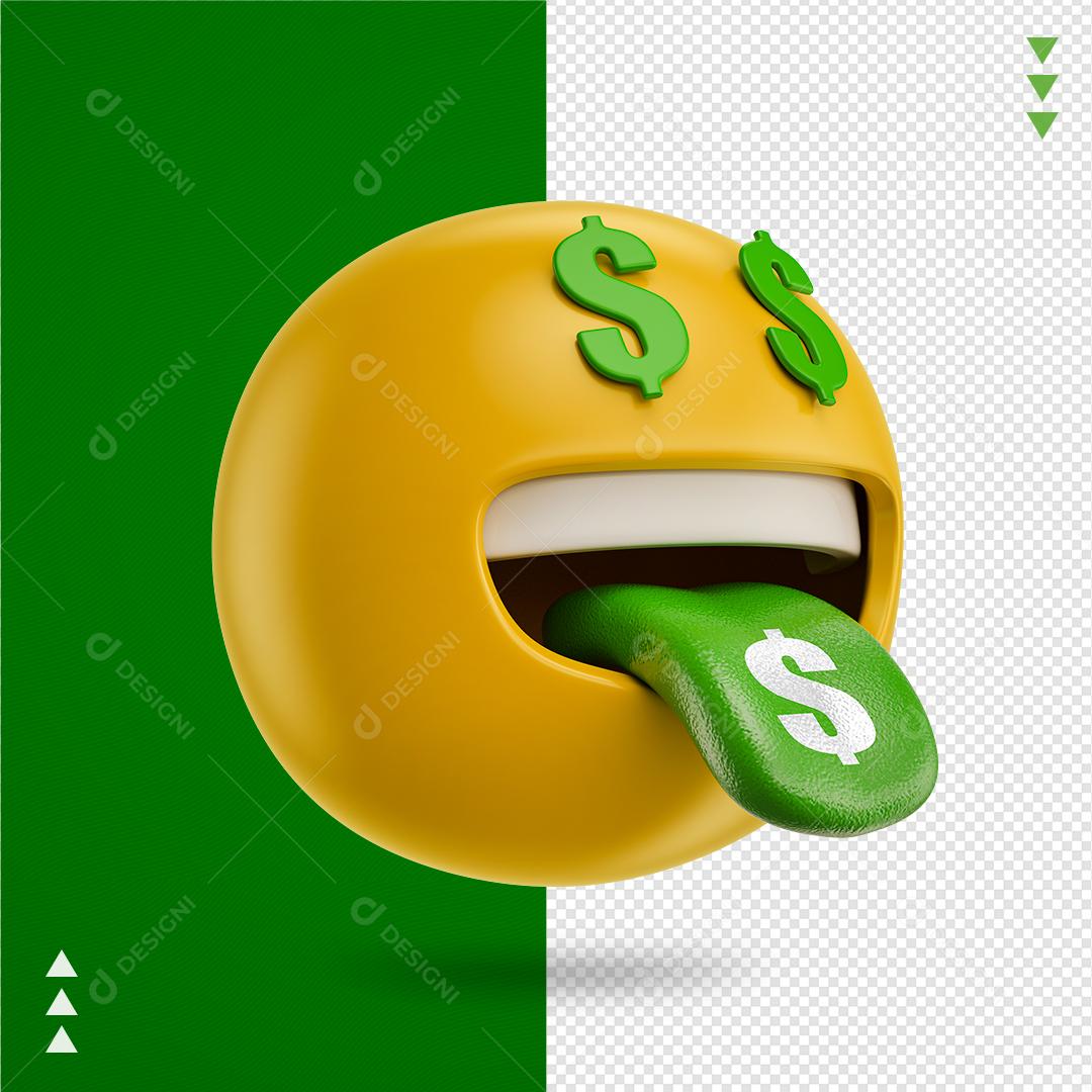 Emoji Com Olhos De Dinheiro Elemento 3D Para Composição PNG Transparente
