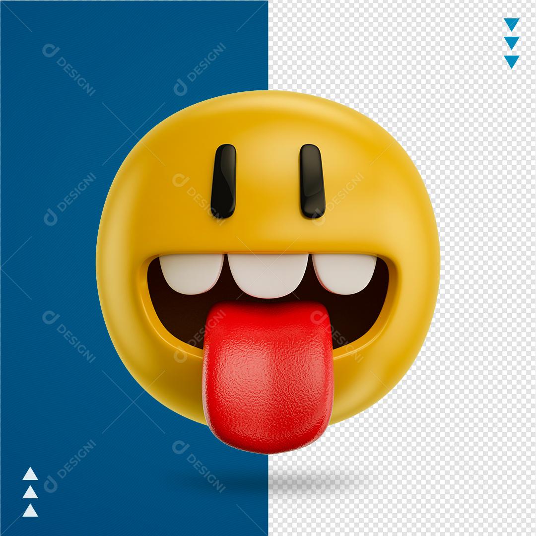 Emoji Com A Língua Pra Fora Elemento 3D Para Composição PNG Transparente