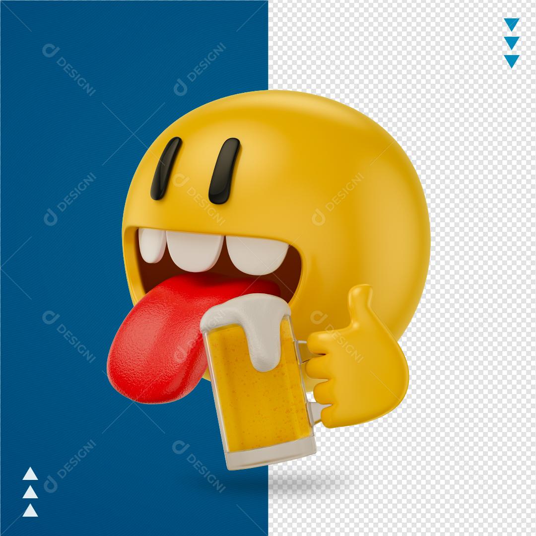 Emoji Com A Língua Pra Fora Elemento 3D Para Composição PNG Transparente