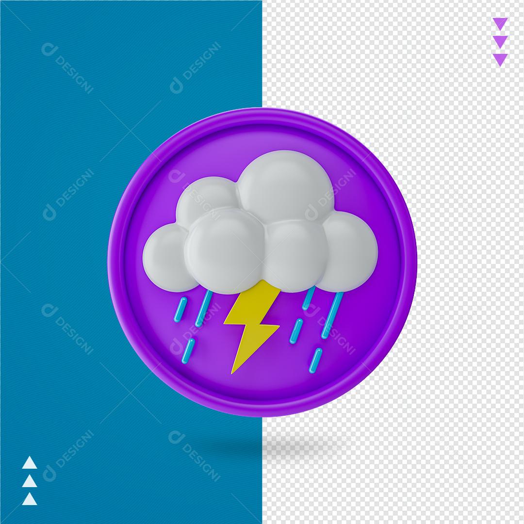 Ícone De Chuva e Nuvem Elemento 3D Para Composição PNG Transparente