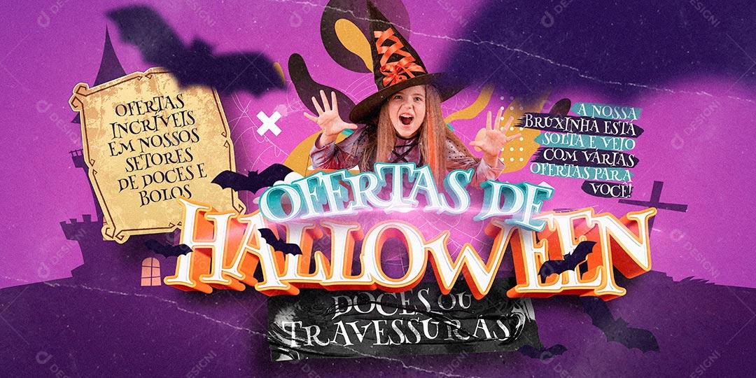 Ofertas Halloween Gostosuras ou Travessuras Social Media PSD Editável