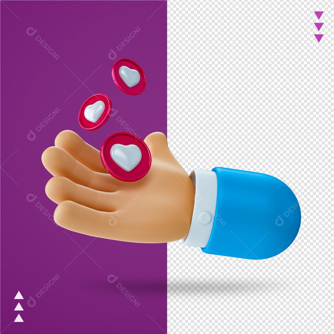 Mão Elemento 3D Para Composição PNG Transparente