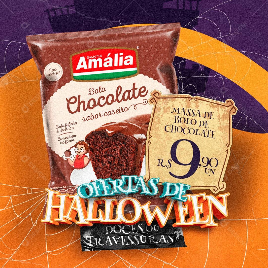 Ofertas de Halloween Massa Bolo de Chocolate Amália Social Media PSD Editável