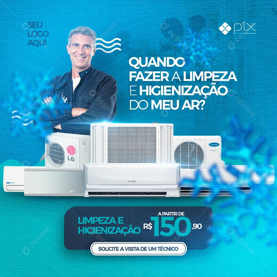 Climatização Limpeza e Higienização do Ar Condicionado Social Media PSD Editável