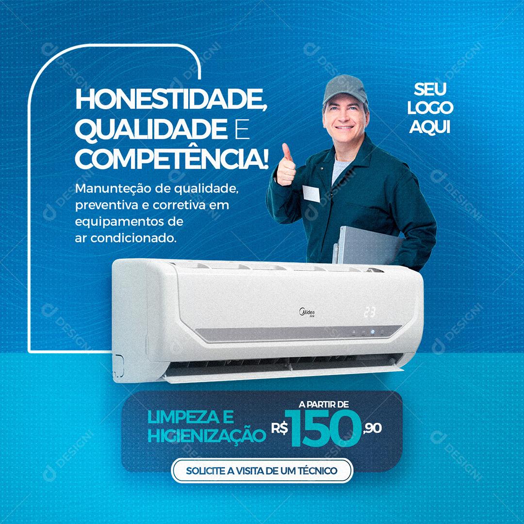 Climatização Honestidade Qualidade e Competência Social Media PSD Editável