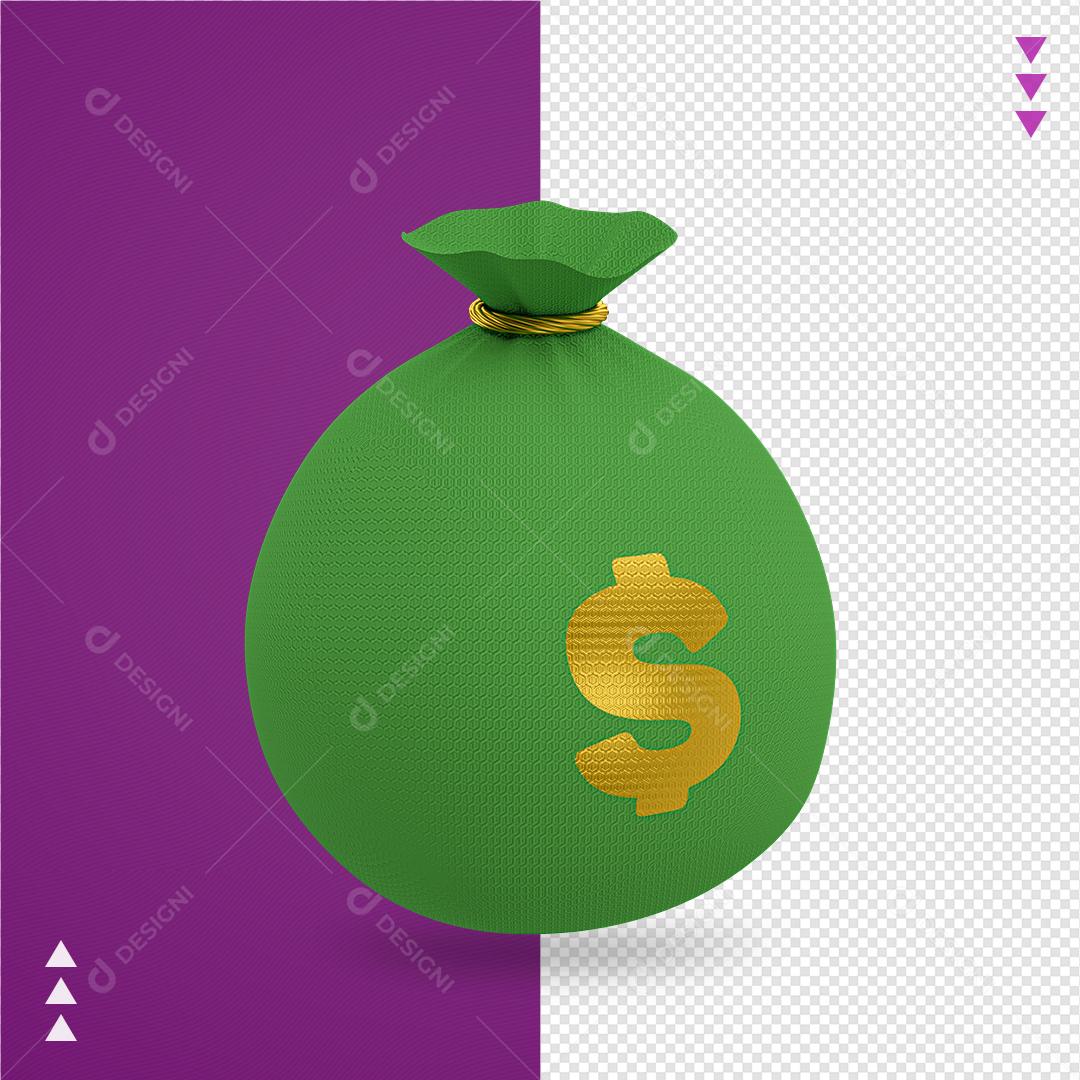 Saco De Dinheiro Elemento 3D Para Composição PNG Transparente