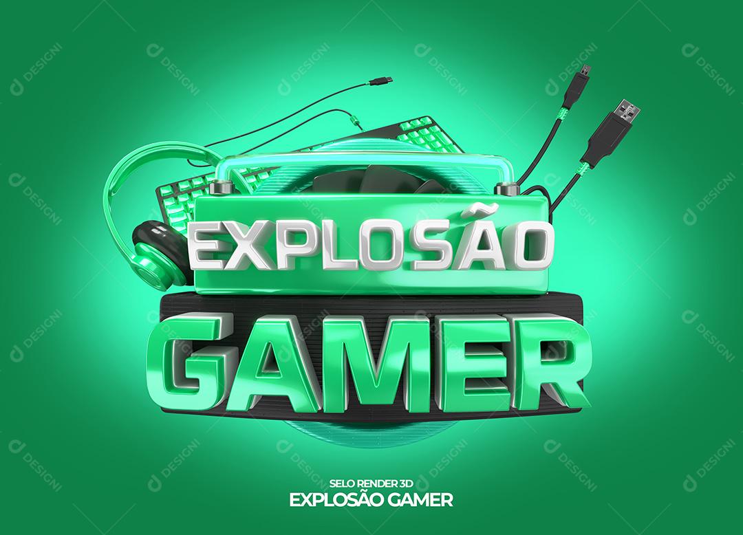 Selo 3D Para Composição Explosão Gamer Verde PNG Transparente Sem Fundo