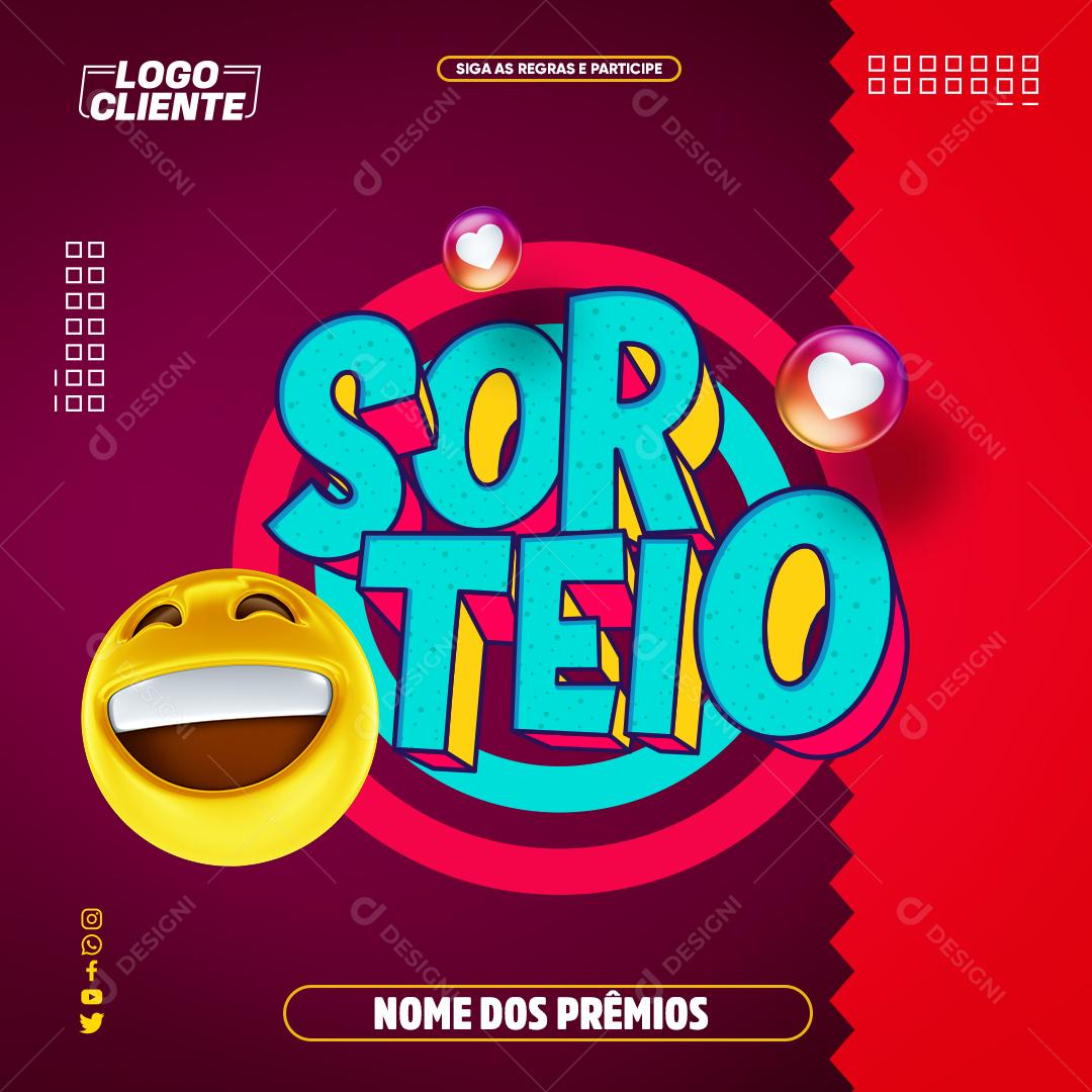 Template Social Media Raffle Colored Prize and Editable Text PSD