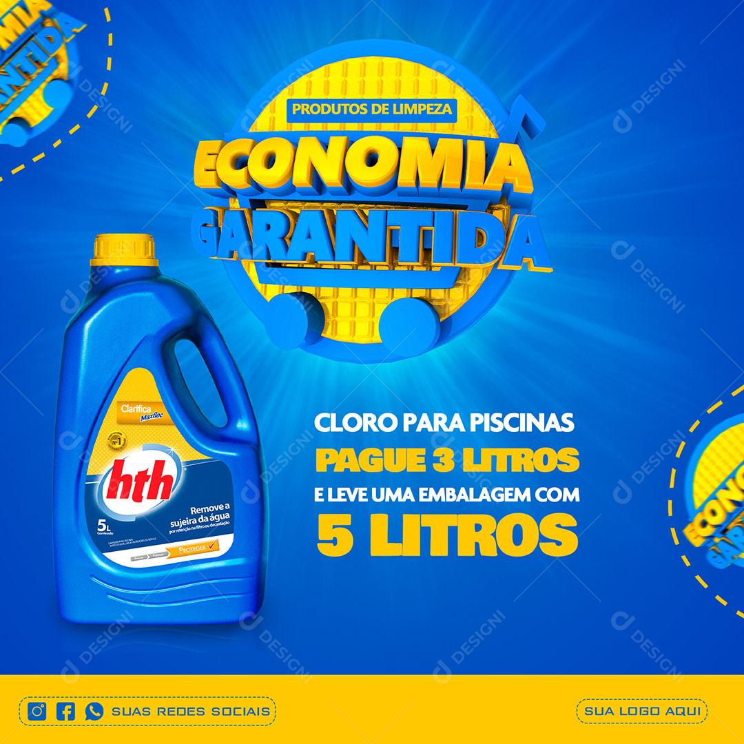 Post Feed Produtos de Limpeza Economia Garantida Social Media PSD Editável