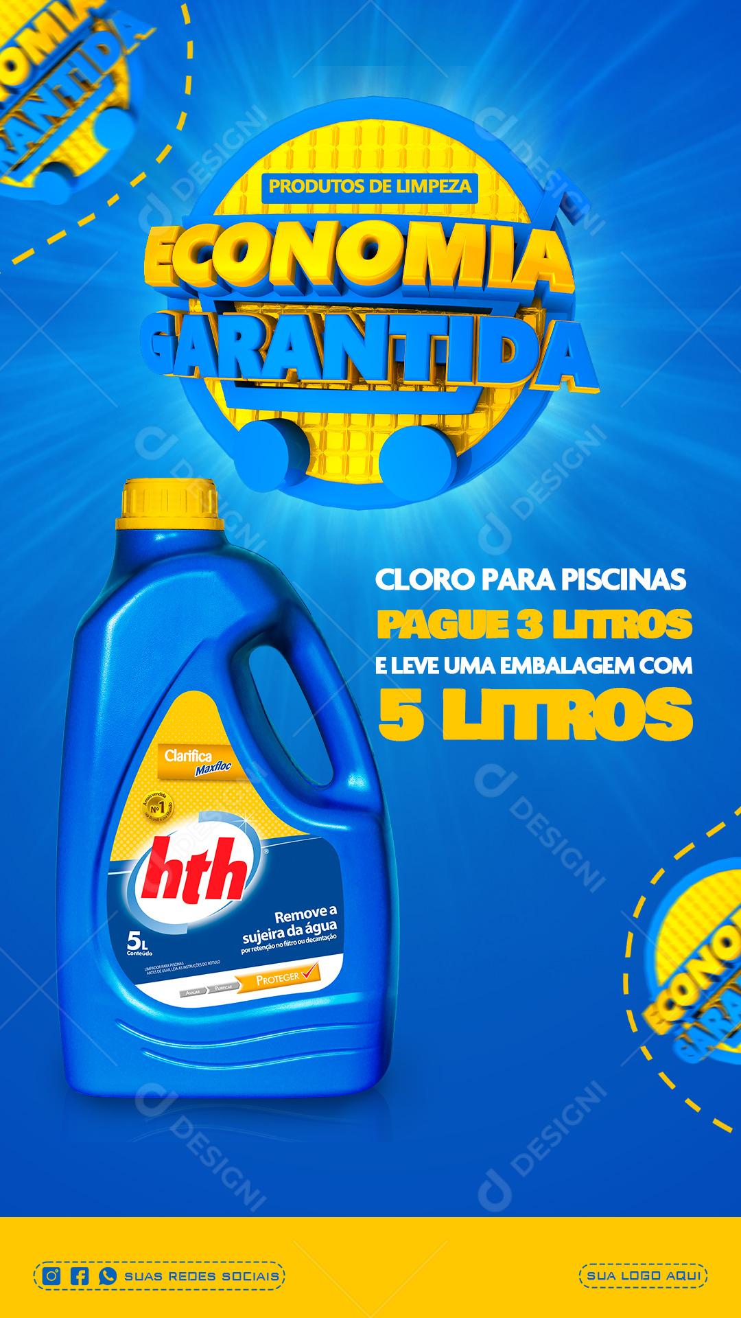 Post Story Produtos de Limpeza Economia Garantida Social Media PSD Editável